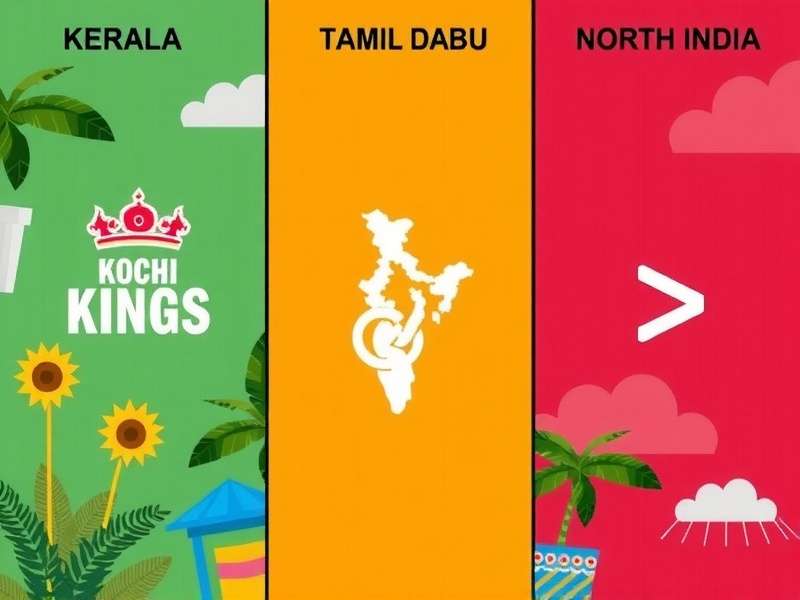 Kochi Kings Regional Localization Kochi Kings regional variants showing Kerala, Tamil Nadu, and North India themed content