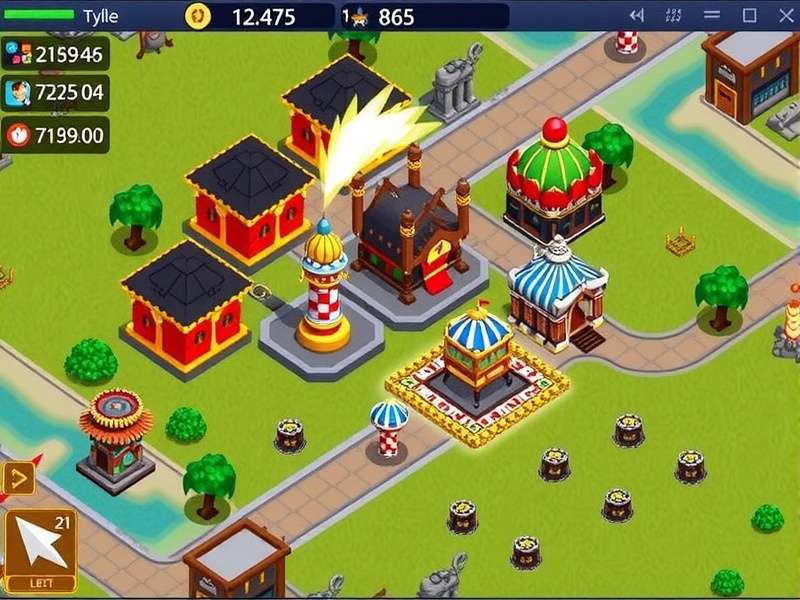 Kochi Kings Gameplay Screenshot Kochi Kings gameplay screenshot showing a player's city with various buildings and resource counters